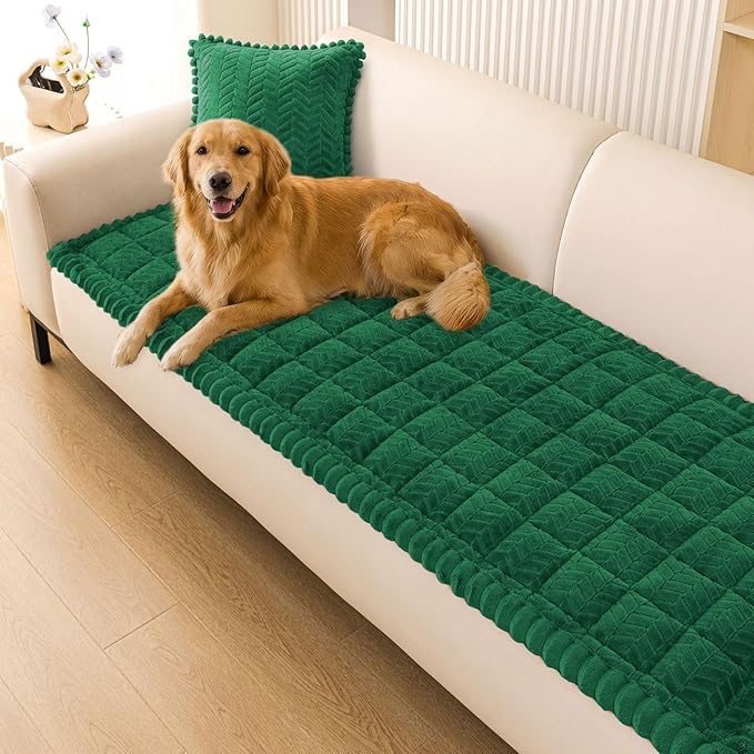Smiry Couch Cover for Dogs, Non Slip Fuzzy Pet Sofa Covers Washable for 3 Cushion Couch, Soft Thick Furniture Protector for Cats Dogs, Against Fur, Dirt, Scratch Resistant (Turquoise, 35.4"x70.9")
