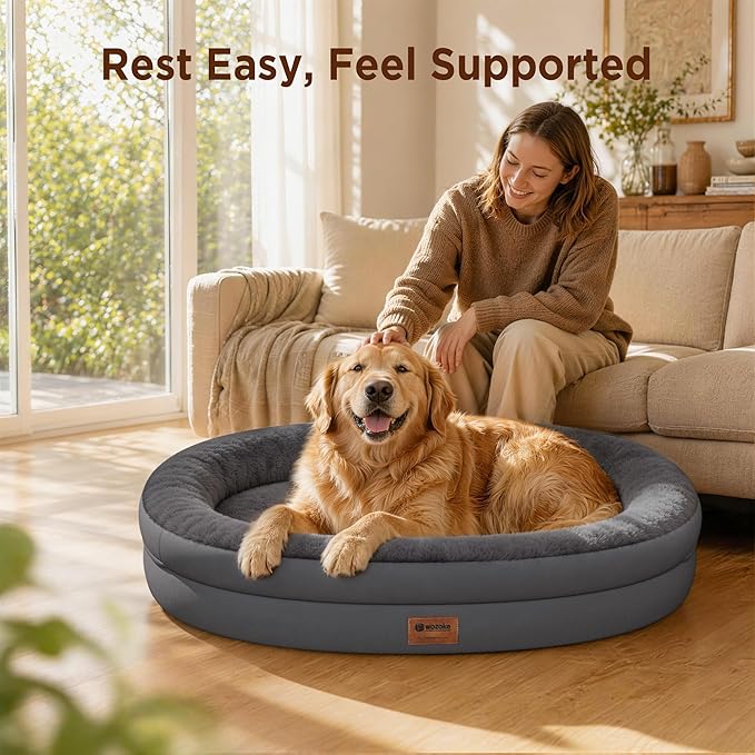 Orthopedic Dog Bed for Medium Dogs, Waterproof Dog Bed with Removable Bolsters, Egg Crate Foam Pet Couch for Medium Size Dog with Machine Washable Cover & Non-Slip Bottom, Dark Grey