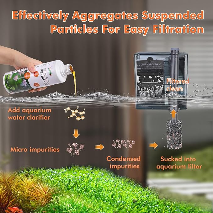 hygger Aquarium Water Clarifier, Water Clarifier for Fish Tank, Clears Cloudy Water for Freshwater and Saltwater Tanks, 500 ML