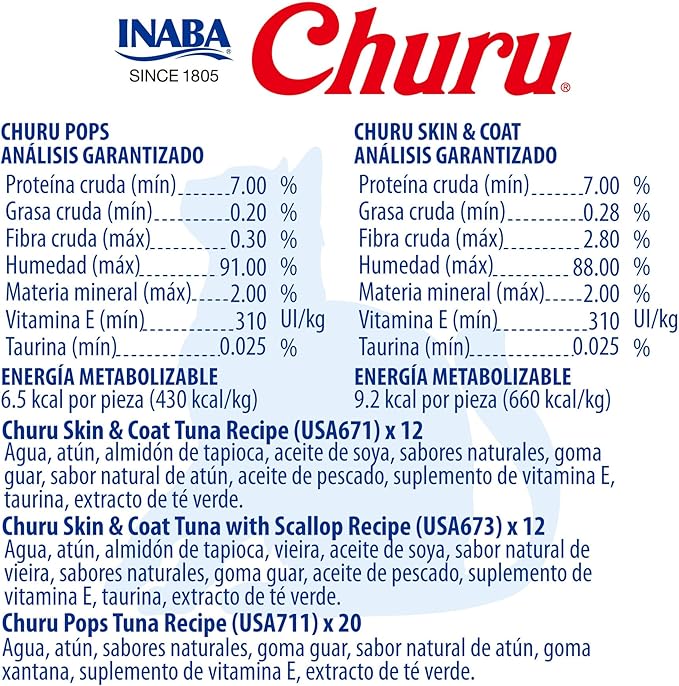 INABA Churu for Senior 10+,Creamy Lickable Cat Treats with Taurine,Vitamin E & C,0.5 Ounces Each,Tubes,Tuna & Chicken Variety,(Pack of 120)