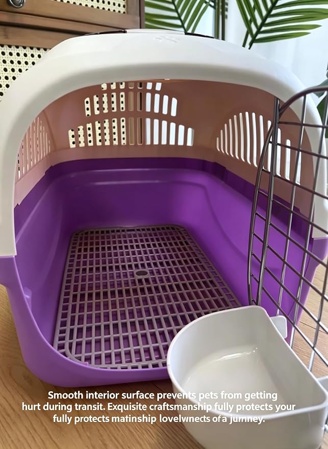 Cat Carrier Airline Approved, Portable Pet Travel Crate with Anti-Stress Design for Cats & Small Dogs, Car Safe Kennel with Top Window (Purple)