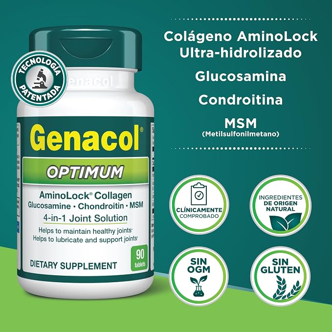 Genacol Optimum – Glucosamine, Chondroitin, MSM and Ultra-Hydrolyzed Collagen Joint Supplement, Maintains Healthy Joints, Protects & Lubricate Cartilage, 90 Tablets (30-Day Supply)