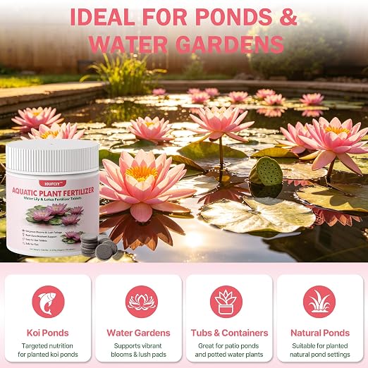 Aquatic Plant Fertilizer for Water Lilies & Lotus, Fish-Safe Water Lily Fertilizer Tablets for Pond Plants, Lotus Fertilizer & Pond Plant Food for Lush Pads, Strong Roots & Vibrant Blooms, 100 Count