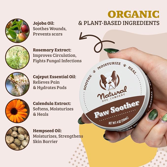 Natural Dog Company PAWDICURE Bundle, Paw Soother + PawTection Dog Paw Balms, Protect and Heal Dry, Cracked Dog Paw Pads, Organic, All Natural Ingredients, 2oz Tins