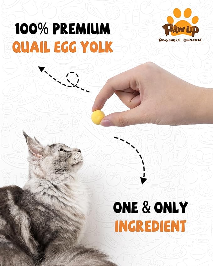 PAWUP Freeze Dried Quail Egg Yolk Pet Treats, Freeze Dried Minnows Dogs Treats 100% Raw Single-Ingredient Healthy Training Rewards & Meal Toppers