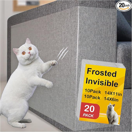 Anti-Cat Scratch Furniture Protector from Cats scratching-20-Pack Clear Sofa Guard Tape for Couches, Deterrent Pet Protection Film to Stop Cats Clawing Corners & Edges