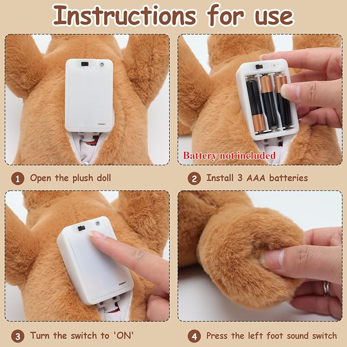 IUTOYYE Dog Breathing Stuffed Animal Anxiety Relief, Musical Dog Plush with Realistic Breathing Rhythmic Music and Lights Anxiety Animal Stuffe