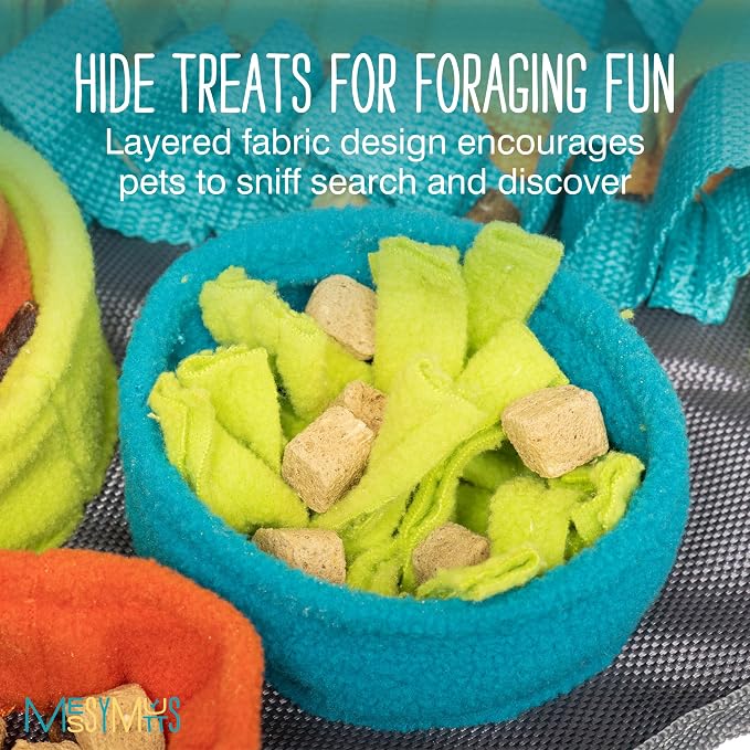 Messy Mutts Square 16" x 16" Forage and Lick Mat with Non-Slip Suction Cups | Stimulating Sniffing Interactive Puzzle for Dogs | Silicone Triangle Licking