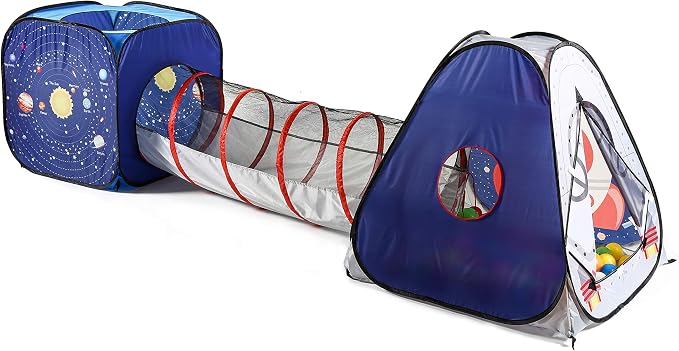 UTEX 3pc Space Astronaut Pop Up Play Tents with Tunnels for Kids, Boys, Girls, Babies and Toddlers, Indoor/Outdoor Playhouse ¨CStem Inspired Design W/Solar System & Planet