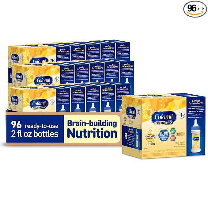 Enfamil NeuroPro Ready-to-Use Baby Formula, Ready to Feed, Brain and Immune Support with DHA, Iron and Prebiotics, Non-GMO, 2 Fl Oz (Pack of 96)