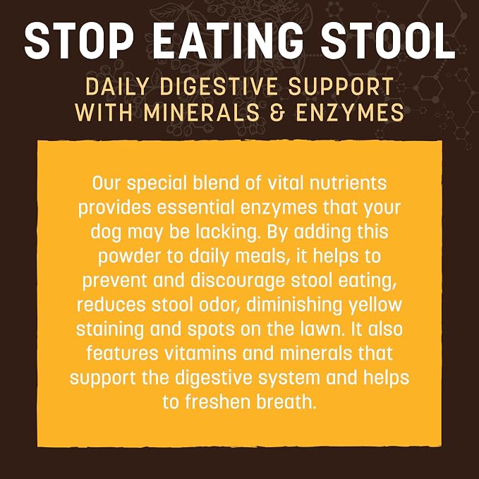 Earth Animal Apothecary Powder Supplement - Stop Eating Stool Nutritional Powder for Dogs & Cats - 8 oz