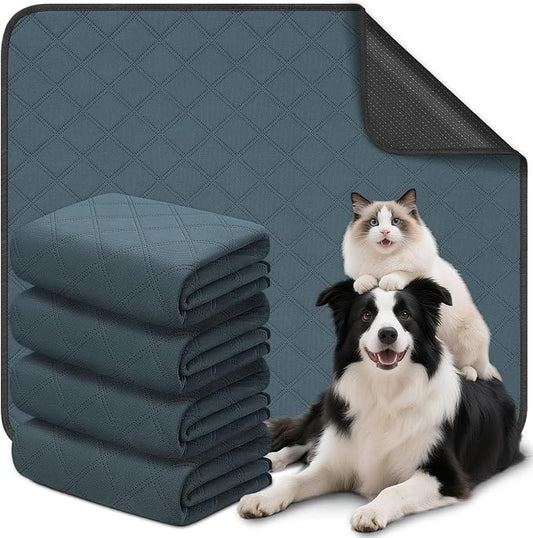Siedihit Washable Reusable Pet Pee Pads, Absorbent Non-Slip Training Mat for Dog Cat Rabbit Puppy Kitten, Whelping Playpen Crate Bed Cage Home Indoor Outdoor (Large - 4pack, Rectangle)