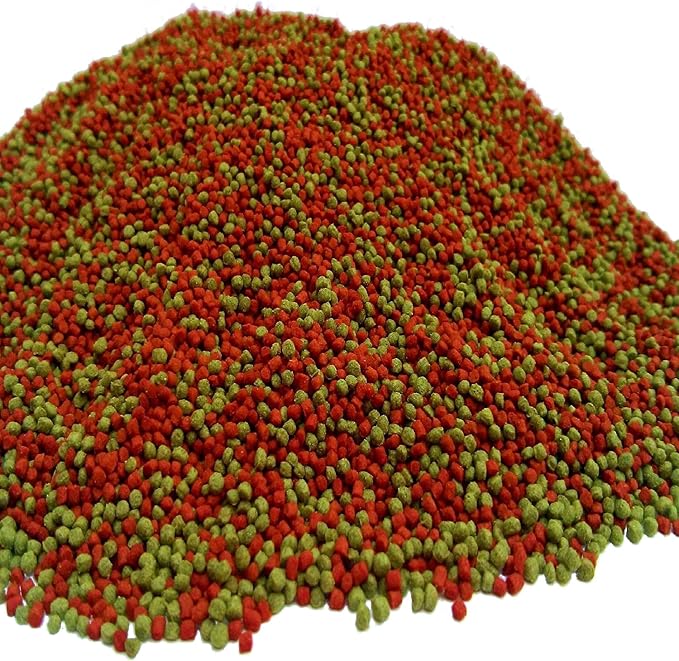 0.8mm - 1/32" Green Gro & Color Red Enhancing Floating Pellets for All Community Tropical Fish, Baby and Small Koi and Pond Fish...4-lbs
