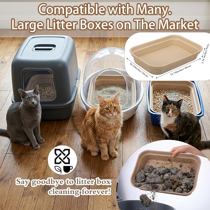 9 Pack Disposable Cat Litter Boxes, Cardboard Kitty Litter Trays with Leak-Proof Liners, Temporary Travel Toilet for Picky Cats, Small Animals, Eco-Friendly, Easy Clean-Up