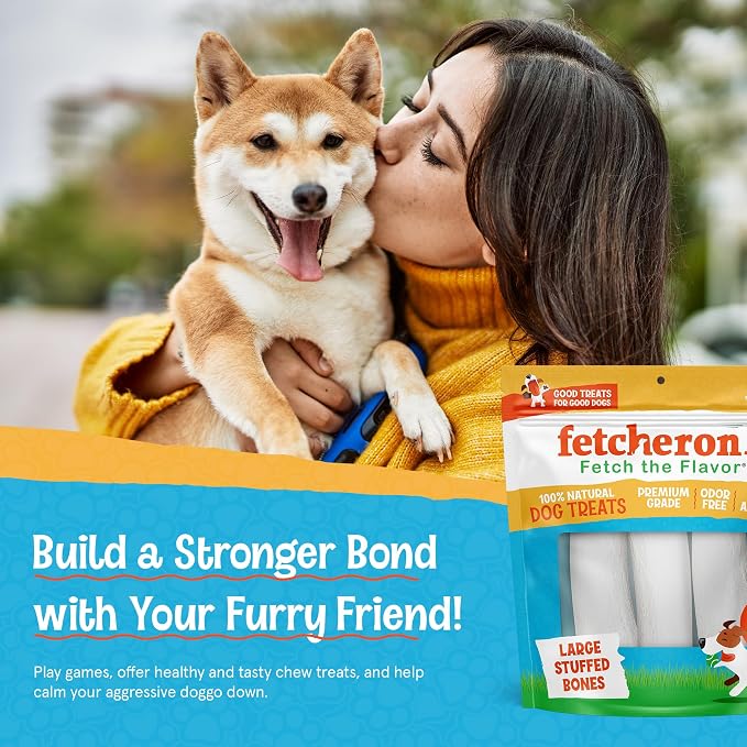 Dog Treats - Stuffed Shin Bones, Dental Chews for Dogs, Long Lasting Dog Bones, High Protein Chews with Peanut Butter Flavor for Small, Medium and Large Dogs, Natural - 6.4 oz (Pack of 5)