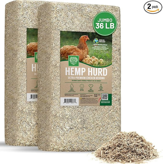 Small Pet Select - Jumbo - Hemp HURD Ultra-Premium Chicken Bedding, Biodegradable Chicken Coop Animal Bedding, Eco Friendly Odor Control, 36 lb (Two 18lb Bags)