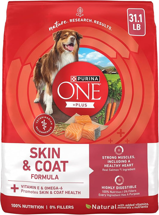 Purina ONE Natural, Sensitive Stomach Dry Dog Food, +Plus Skin & Coat Formula - 31.1 lb. Bag