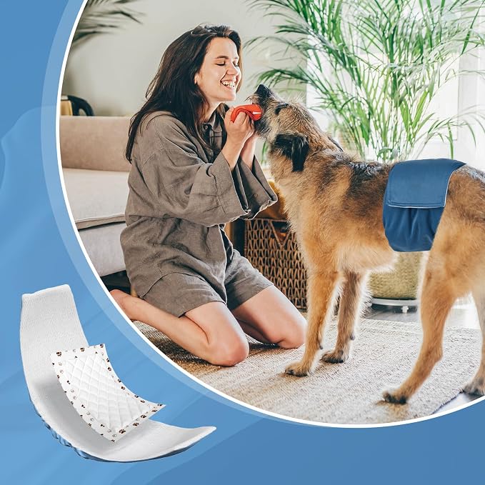 MICOOYO Dog Diaper Liners, Dog Diaper Pads, Disposable Dogs Booster Pads for Puppy, Belly Band Dogs Diapes Liners Male Doggie Diapers Inserts (Paws, L, 50Count)