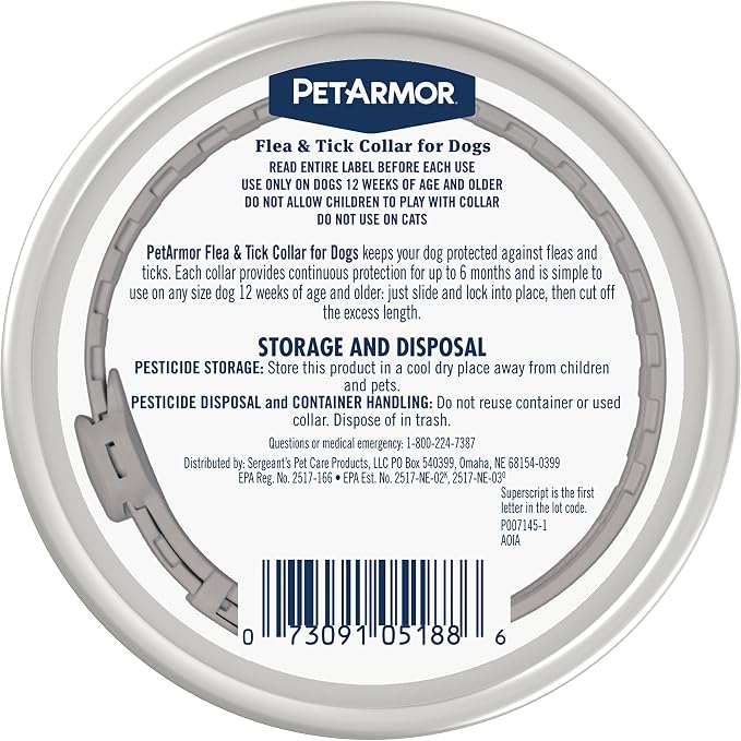 PetArmor Flea & Tick Collar for Dogs, Kills Fleas & Ticks, Long Lasting Protection for 6 Months, Water Resistant, One Size Fits All, 2 Collars