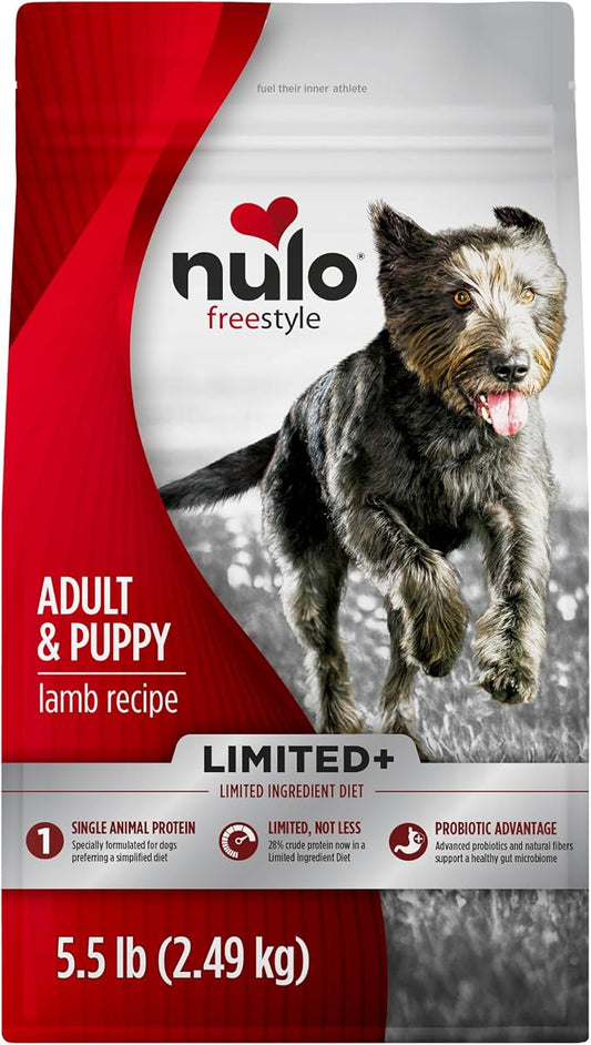 Nulo Freestyle Limited Ingredient Dry Dog Food - High Protein Lamb Recipe, Natural Grain Free Dog Food for Puppies & Adults, Small, Medium and Large Breed Kibble, 5.5lb Bag
