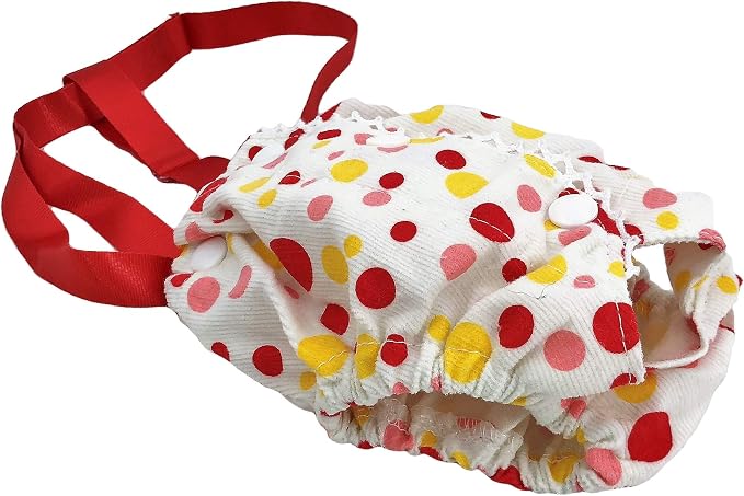Female Dog Diaper with Suspenders Reusable Washable for Small Dog Breeds (RED, XSmall: Waist 7" - 10")