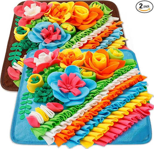 Yinkin 2 Pack Snuffle Mat for Dogs Slow Feeding Mat for Small Medium Breed Dogs Puppy 15.4 x 15.4 Inches Slow Feeder Toy Dog Interactive Nosework Toy Encourages Natural Foraging Skills (Classic Style)