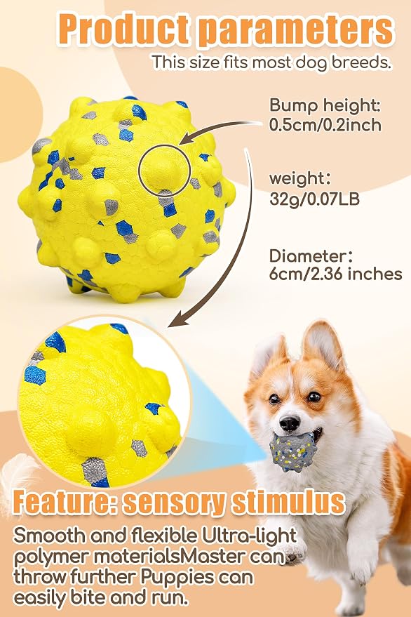Moonorange 2.36'' Dog Balls for Dogs Aggressive Chewers Indestructible Tennis Durable Bouncy Interactive Dog Toy Balls for Fetch Game Floating Training(Yellow Medium)