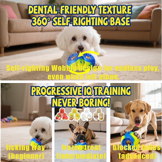 BIONEMAGILI™ Interactive Dog Toy with Freeze Tray - 8-in-1 Puzzle Feeder, Durable Silicone for Aggressive Chewers, Slow Feeder to Reduce Anxiety (3 Challenge Levels for Small/Large Dogs)