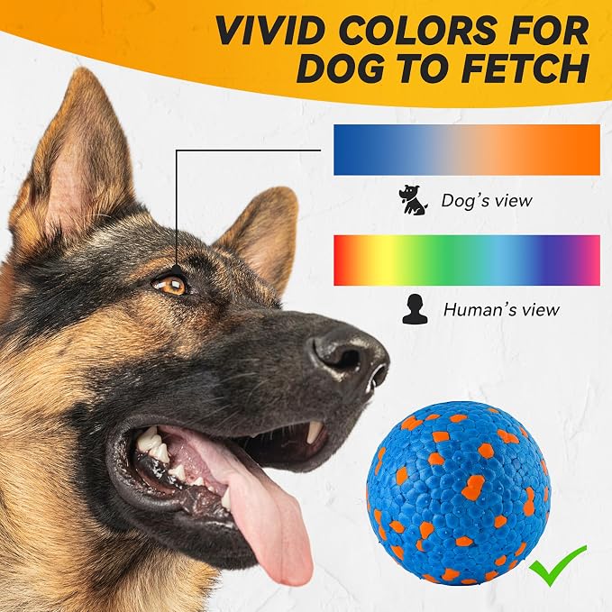 FUSOTO 2Pcs Dog Balls, Tennis Balls for Dog Aggressive Chewers, for Large Medium Small Puppy, Training Catch&Fetch, Water Floats Toys, Blue