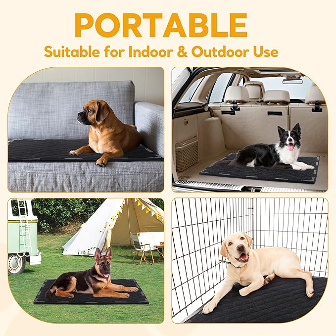 HOMBYS Chew Proof Dog Bed Mat with 20 Metal Rivets - Indestructible Kennel Pad for Teething Puppies & Aggressive Chewers, Durable Waterproof Crate Mat for Medium Dogs, 47" x 28" (Indoor/Outdoor Use)
