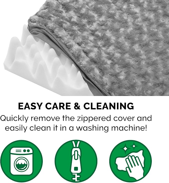 FurHaven Orthopedic Dog Bed for Large Dogs, Mattress Style Bed, Orthopedic Egg Crate with a solid Orthopedic Foam Base for Joint Support, Washable Cover, Large, Plush Faux Fur & Suede, Gray