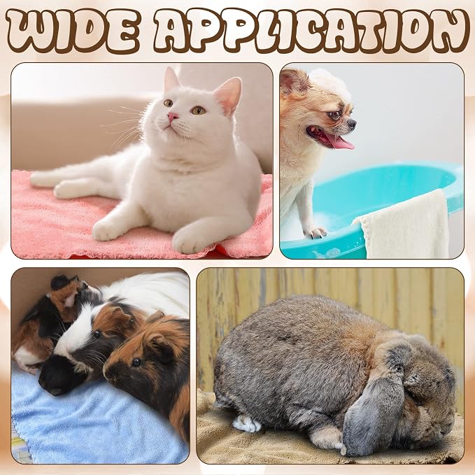24 Pcs 24 Pcs Guinea Pig Fleece Bedding Blankets Bulk Washable Small Animal Fleece Cage Liners Pet Wash Cloth Sleeping Mat Cover for Hamster Chinchilla Rabbit Hedgehog (14 x 30 Inch,Multicolor)