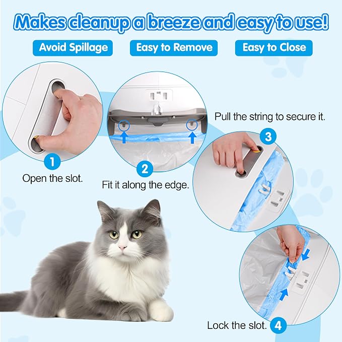 120count Automatic Litter Box Bags for Cat High-Density Polyethylene Compatible with MeoWant MW-SC01 MW-SC02 1.5 Mil Thick 22 lb Max Disposable Heavy Duty Scent Free - Clear 17.7 x 19.7