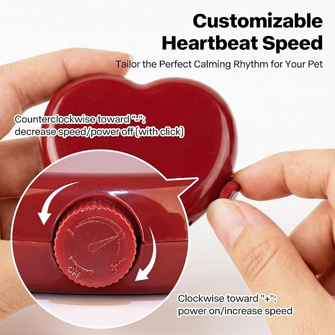 Pet Prime Rechargeable Heartbeat Simulator for Anxiety Dogs with Auto 8H Timer & Adjustable Speed,Suitable for Heart Beat Plush Toys