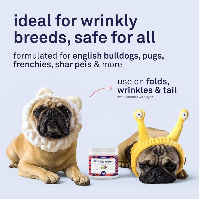 Petpost Wrinkle Wipes for Dogs | 100 Count Dog Face & Wrinkle Cleaner | Gentle Pet Wipes with Coconut Oil for Bulldogs, Pugs & Wrinkly Breeds | Dog Cleaning & Deodorizing Wipes