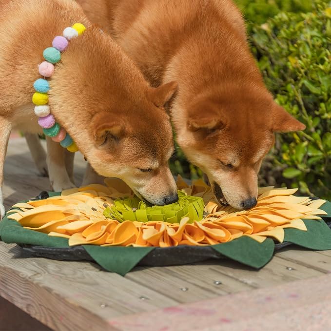Snuffle Mat for Dogs Sunflower, 20" x 20" Dog Cat Snuffle Mat Interactive Feed Game for Boredom, Encourages Natural Foraging Skills and Stress Relief, Enrichment Toys for All Dog Sizes
