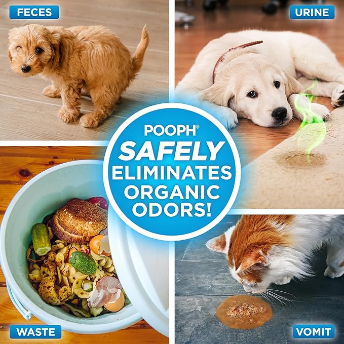 POOPH Plus Maximum Strength Pet Odor Eliminator Spray 32 oz for Dogs & Cats — Heavy Duty Urine, Poop & Pee Odor Remover for Carpet, Furniture, Litter Box & Hard Floors, Unscented