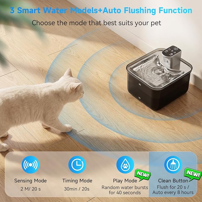 Wireless Cat Water Fountain, 118oz/3.5L Cordless Pet Water Fountain with Motion Sensor, 4000mAh Large Capacity Rechargeable Battery Operated Cat Water Dispenser Ultra Quiet BPA-Free