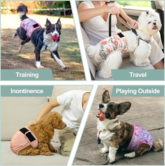 Washable Reusable Female Dog Period Diapers for Heat Doggie Puppy Diapers for Female Dogs, XL
