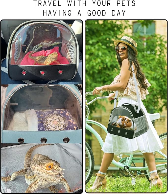 Bearded Dragon Travel Backpack Carrier Bag+Reptile Climbing Hammock