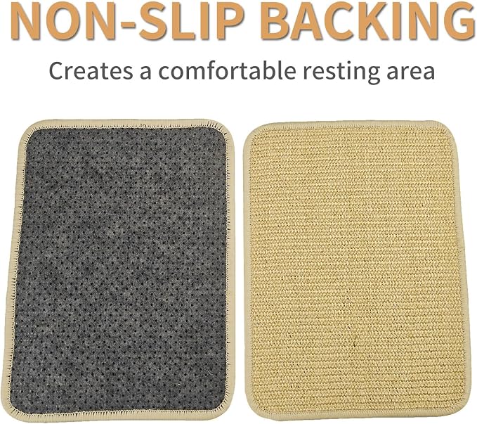 Natural Sisal Rabbit Scratch Mat for Bunnies, 2 Pack Bunny Toy Chew Pads for Nails Grinding, Digging & Nesting – Safe Cage Liner Rug for Rabbits, Rats, Small Animal Toys (24x16in)