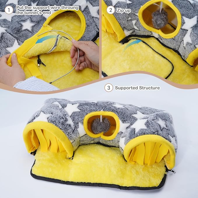 Avont Guinea Pig Hideout Tunnel, Large Hideaway Play Tube Toys Mat for Small Animal Dwarf Rabbits Bunny Chinchillas Hamsters Hedgehogs Ferrets Bearded Dragons and Rats -Star