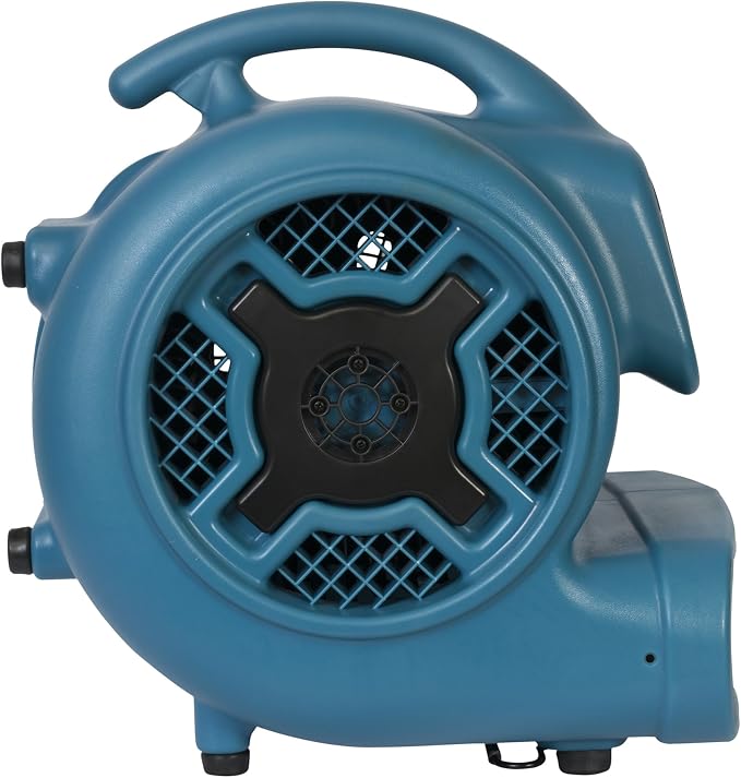 XPOWER X-830 Pro 1 HP 3600 CFM Centrifugal Air Mover, Carpet Dryer, Floor Fan, Blower, for Water Damage Restoration, Janitorial, Plumbing, Home Use Blue