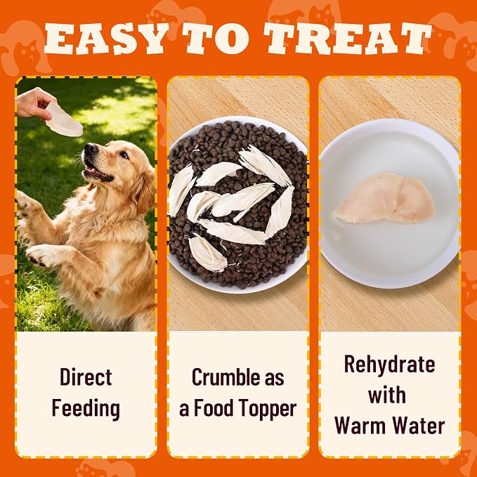 Freeze Dried Chicken Breast for Dogs & Cats - Human Grade High-Protein Raw Freeze Dried Dog Treats - Single Ingredient Natural Dry Chicken Breasts for Food Toppers,Training Snacks 6.7oz