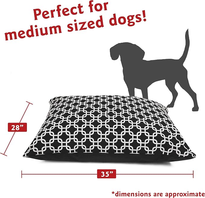 Majestic Pet Rectangle Medium Dog Bed Washable – Non Slip Comfy Pet Bed – Dog Crate Bed Super Value Pillow Dog Bed – Dog Kennel Bed for Sleeping - Dog Bed Medium Breed 35 x 28 Inch – Links Black