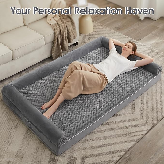 BFPETHOME Orthopedic Washable Dog Beds Large Sized Senior Dog for Comfy Sleeping with Removable Cover, Waterproof Big Soft Pet Couch Bed for Dogs Rerlax