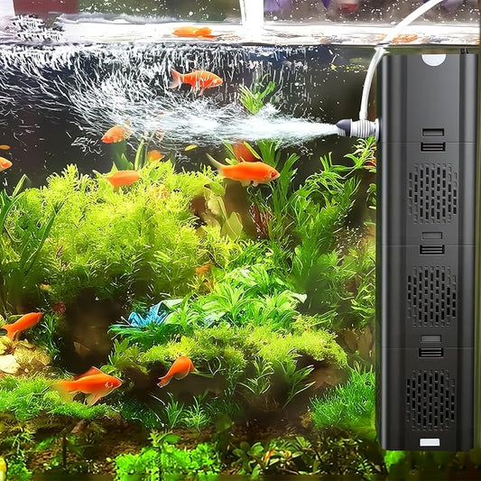 COOSPIDER Aquarium Filter 400GPH for Large 40-150 Gallon Fish Tank & Cold Plunge Hot Tub, Small Koi Pond Filter, Clear Wavemaker Oxygen Supply for Saltwater Freshwater (Black)