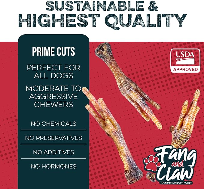 Nail-Free Chicken Feet for Dogs, 75 Count Bulk Pack — Single-Ingredient Air-Dried Dog Chews, Glucosamine and Chondroitin Joint Support, Grain-Free Natural Treat for Hip Health