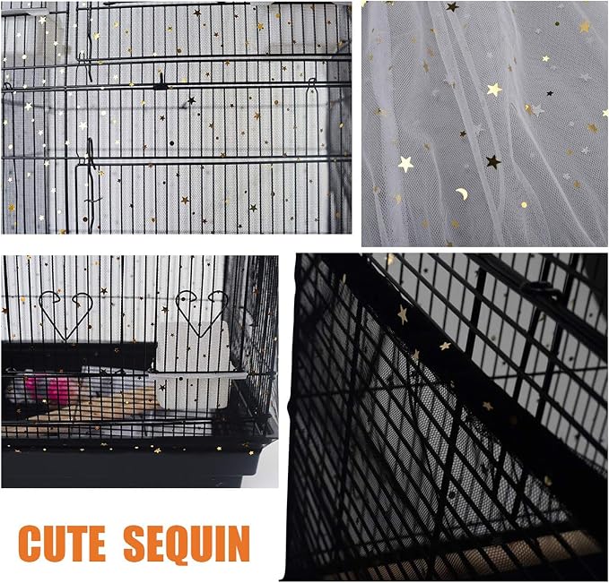 QBLEEV Extra Large 29.5" Mesh Bird Seed Catcher, Bird Cage Guard Cover with No Mess, Birdcage Nylon Shell Skirt Traps Guards to Protect Floors, Stretchy Cage Covers with Secure Fit