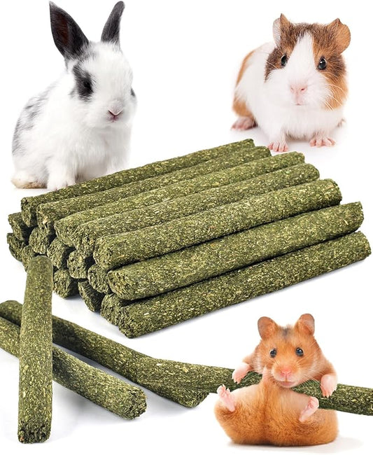 Bissap 22PCS Rabbit Chew Sticks, Mixed Natural Timothy Hay Flower Rose Dahlberg Daisy and Forget-me-not Chew Toys Treats for Bunny Chinchilla Guinea Pig Hamster and Other Small Pets Molar Snacks
